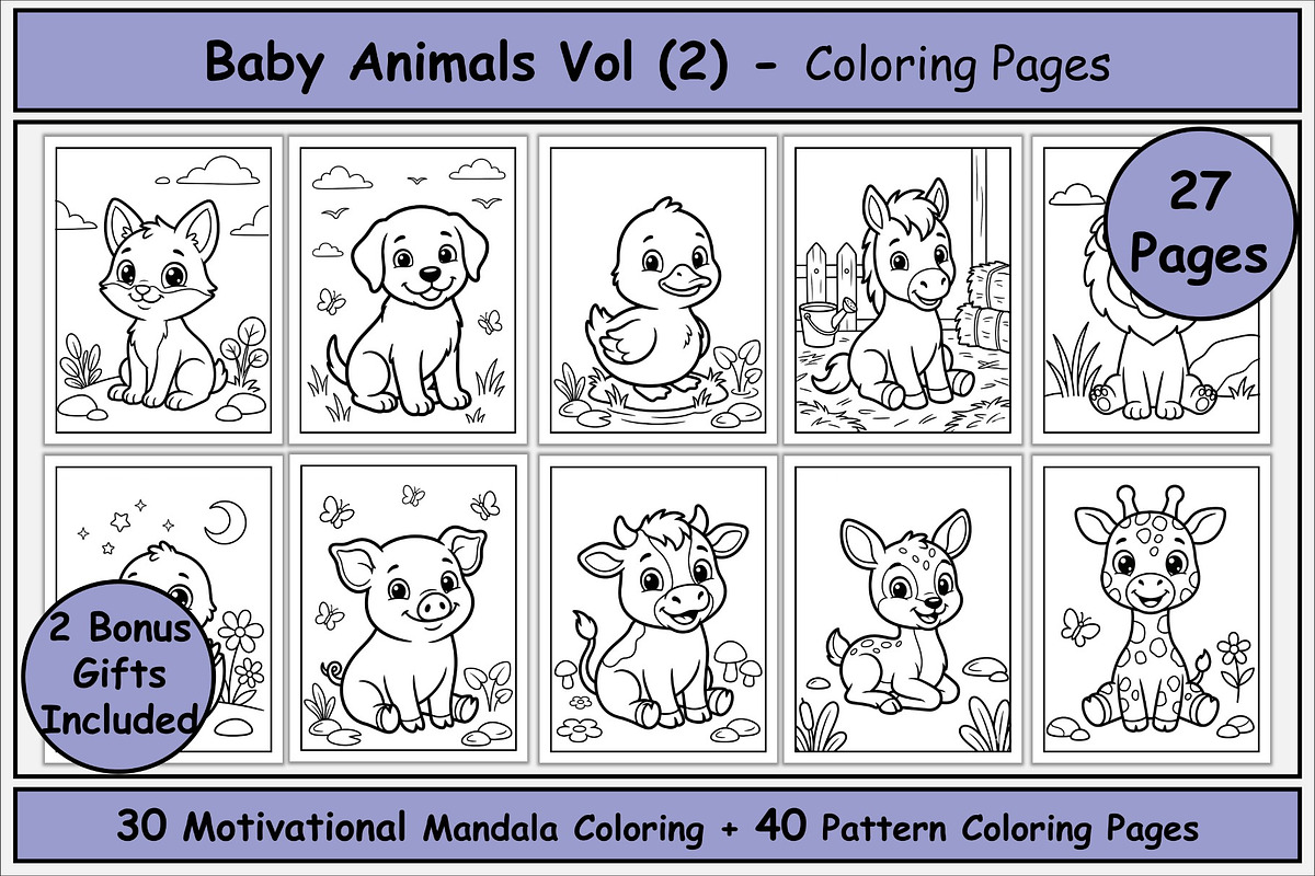 Baby Animals Coloring Book for Kids, an Animal Illustration by Lamia Emad (Photo 1 of 5)