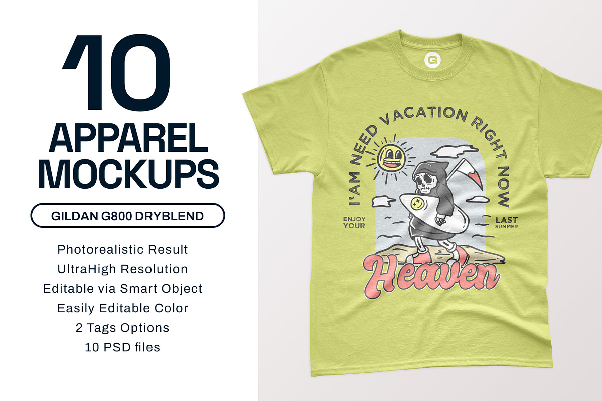 Gildan G800 Dryblend T-Shirt Mockups, a Shirt Mockup by GraphicHero (Photo 1 of 9)