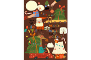 Cute Cartoon Set With Santa Claus, an Object Illustration by Maria Starus (Thumbnail 1 of 3)