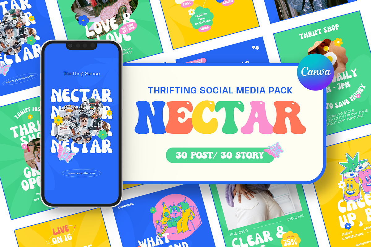 Thrifting Social Media Pack, a Social Media Template by Sixtysix Labs (Photo 1 of 9)
