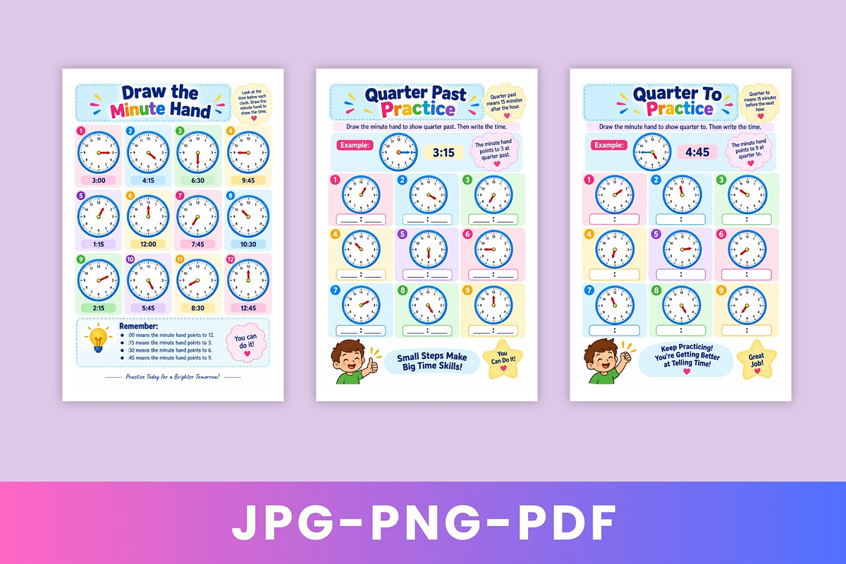 Around the Clock: Quarter Hours, a Stationery Template by Designmela01 (Photo 2 of 6)