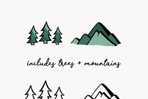 Camping Clip Art - Outdoors Doodles