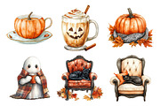 Watercolor Cozy Halloween Clipart, an Illustration by Daily.Designs (Thumbnail 5 of 5)
