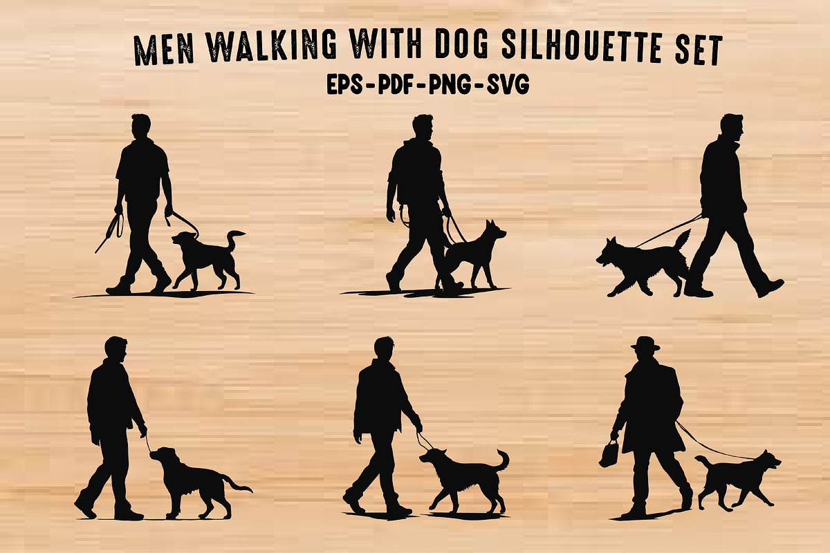Man Walking with a Dog Silhouettes, an Animal Illustration by Gfx Expert Team (Photo 1 of 3)