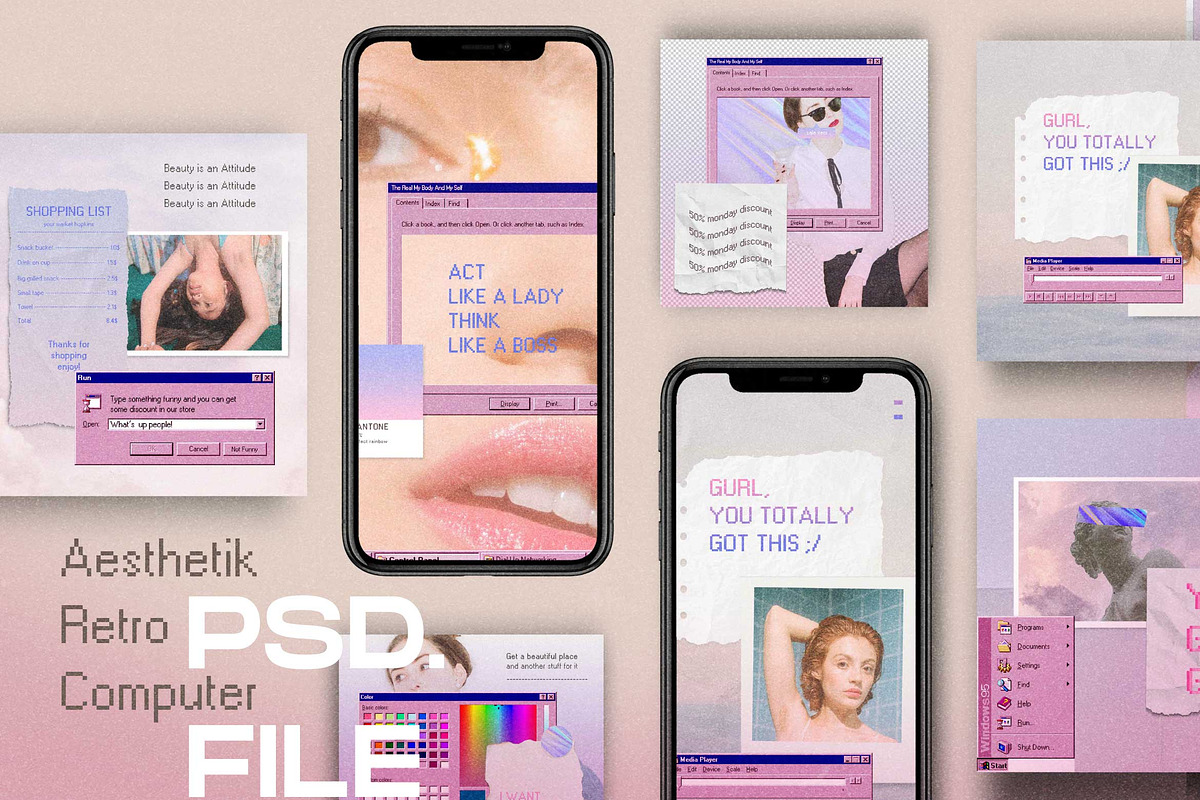 Aesthetik - Retro Computer, a Social Media Template by Dirtytemp Studio (Photo 3 of 6)