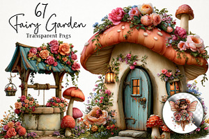Watercolor Fairy Garden PNG Clipart, a Seasonal Illustration by RobertsArt