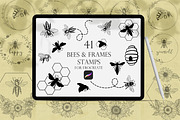 Bees Procreate Stamps, a Brush Add-On by Dervik Art Store (Thumbnail 1 of 8)