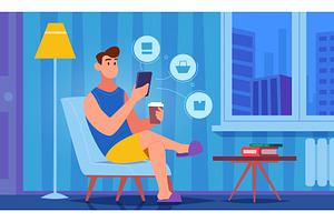 Online shopping. Digital buyers, a Technology Illustration by Onyx