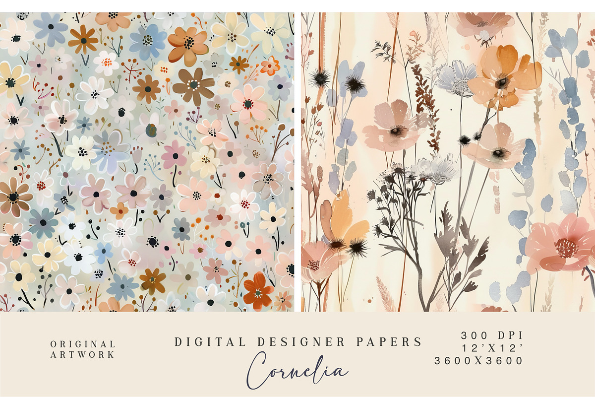 8  meadow flowers seamless patterns, a Pattern Graphic by Patishop Art (Photo 3 of 7)