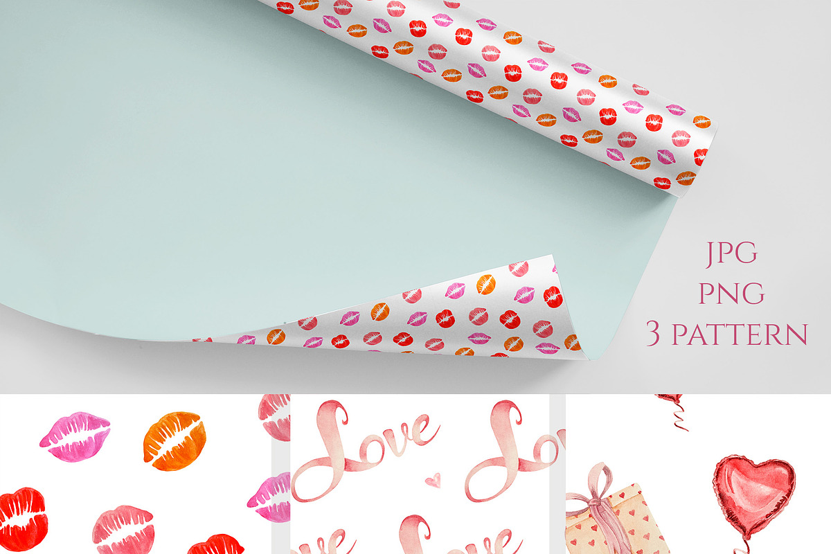 Hand Drawn Watercolor Set LOVE, an Illustration by Marge Art (Photo 3 of 4)