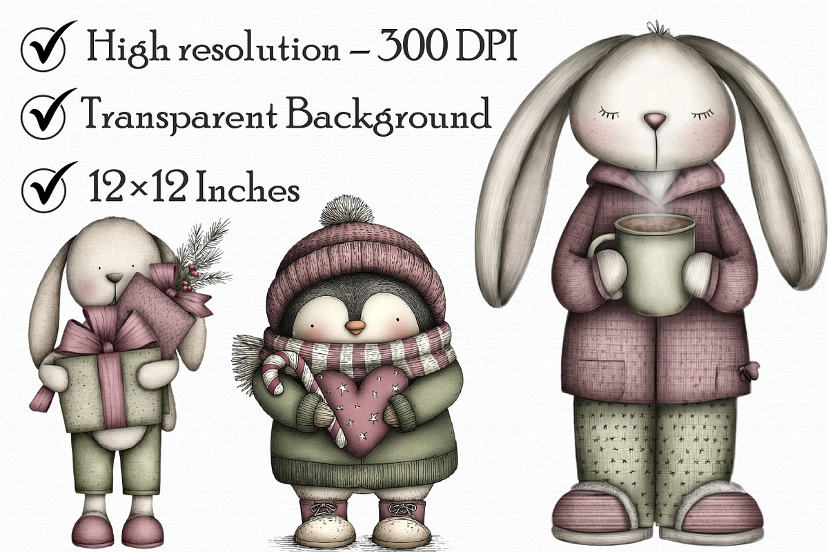 Whimsical Christmas Animals Clipart, an Illustration by Libby Wishes (Photo 7 of 7)