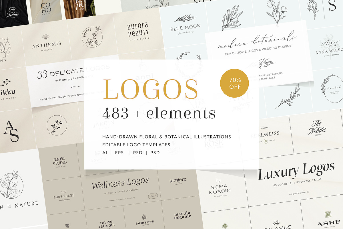 320 logos & illustrations bundle, a Branding & Logo Template by Crocus Paperi (Photo 1 of 8)