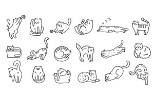 Doodle cats. Cute kitten, hand drawn, an Animal Illustration by winwin.art
