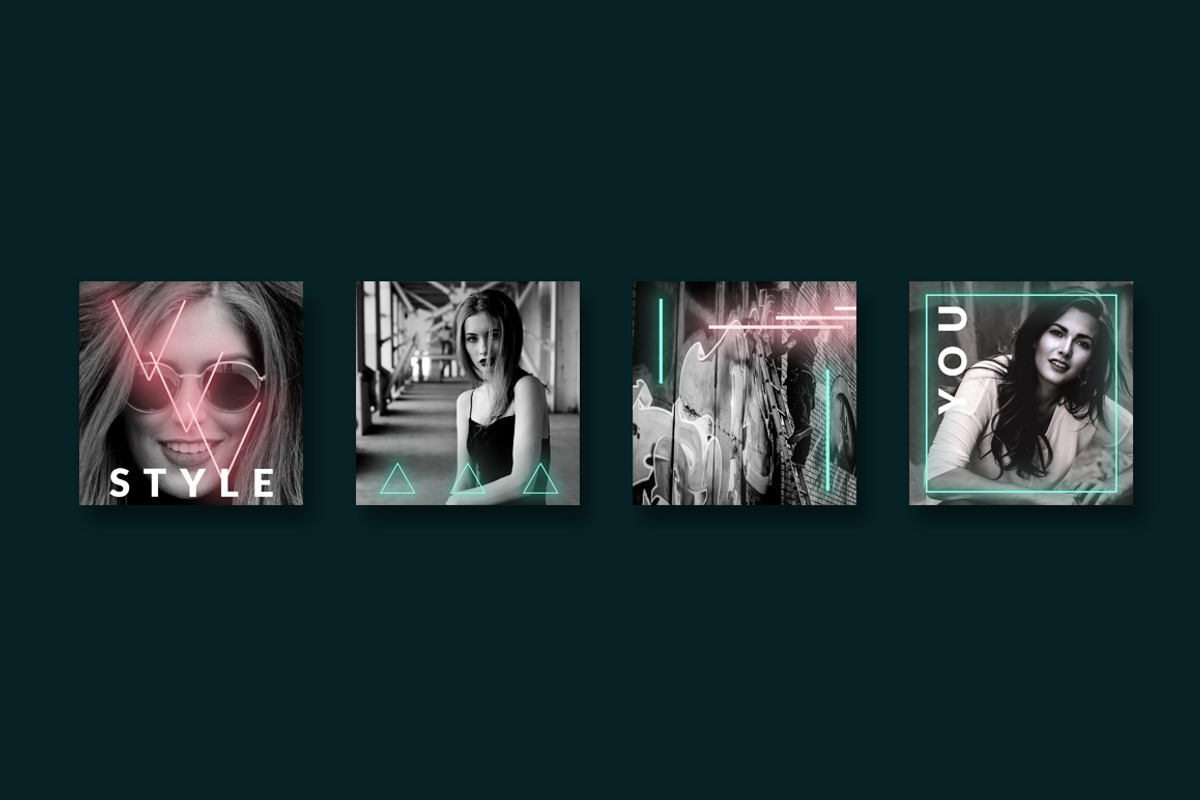 Instagram post templates - Neon 90s, a Social Media Template by CreativeFolks (Photo 6 of 8)