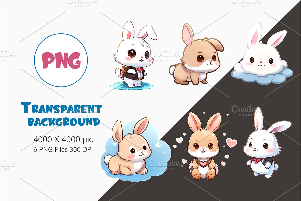 Cute cartoon Bunny 05.TShirt Sticker, an Animal Illustration by KENO Mascots (Photo 2 of 8)