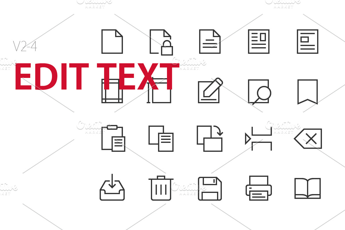 80 Edit text UI icons, an Outline Icon by Palau