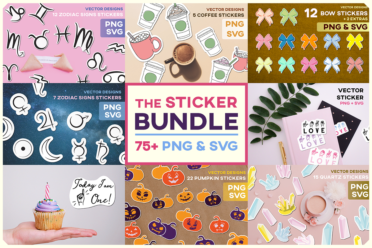 Sticker Bundle Set Sublimation Label, an Object Illustration by InkCloudDesign (Photo 1 of 19)