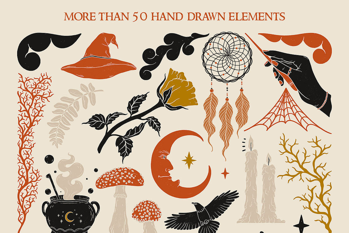 Vintage Halloween Clipart, a Decorative Illustration by ElenKoss (Photo 2 of 8)