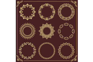 Vintage Big Set of Round Vector, an Illustration by FineArtStudio