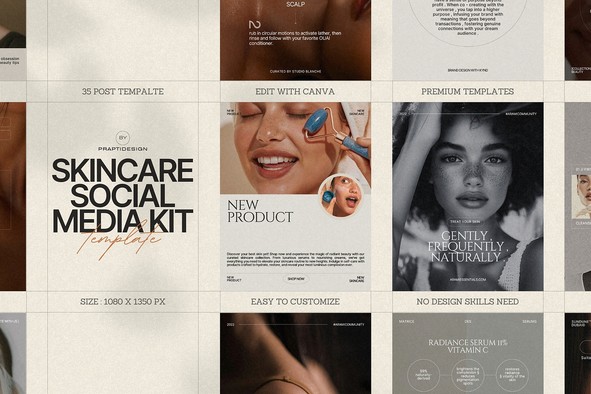 Skincare Post Templates for Canva