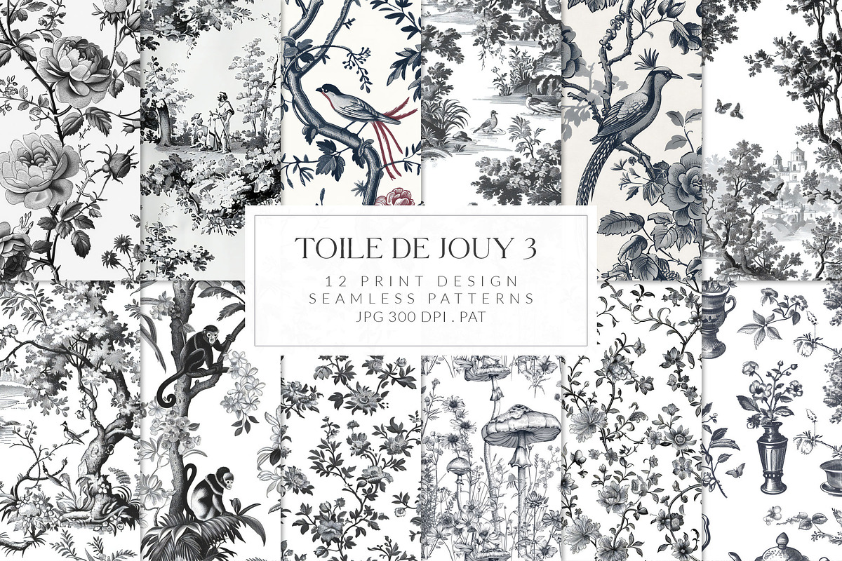 Toile de Jouy Patterns Bundle, a Pattern Graphic by Olya Creative (Photo 8 of 41)