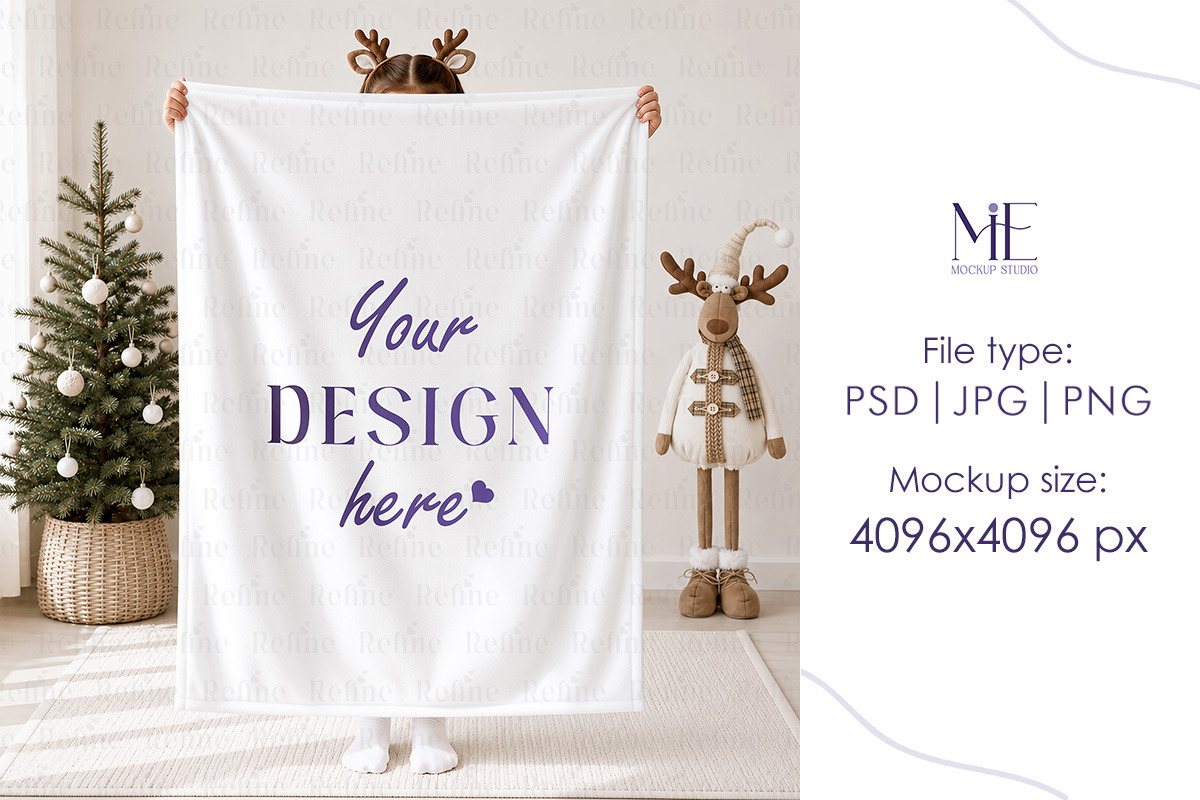 Christmas Fleece Blanket Mockup, a Household Mockup by Mie Mockup Studio (Photo 2 of 5)