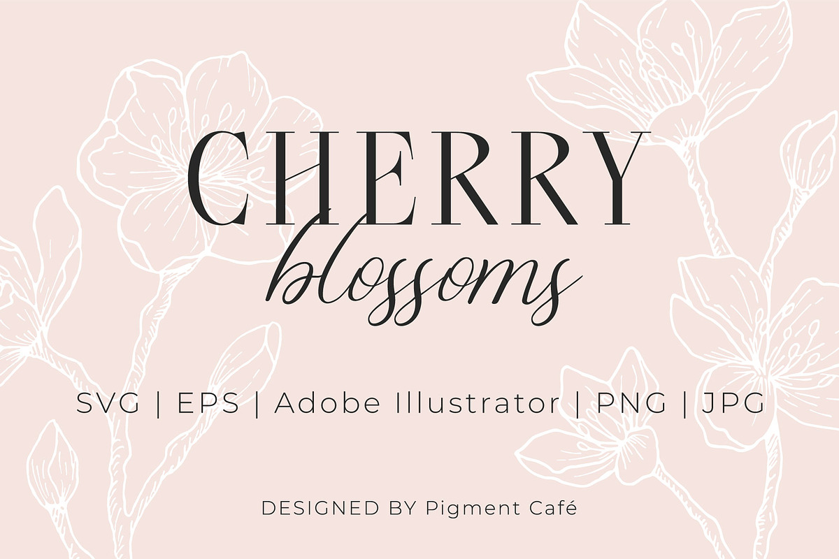 Cherry Blossoms Floral Art, a Decorative Illustration by Pigment Café (Photo 4 of 6)