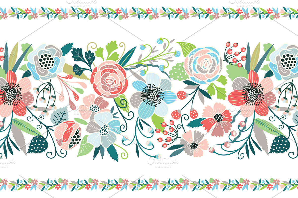 Seamless floral pattern + bonuses!, a Pattern Graphic by Purple Platypus (Photo 4 of 7)