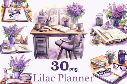 Planner Girl Clipart Bundle | Lilac, a Work Illustration by GlamArtZhanna