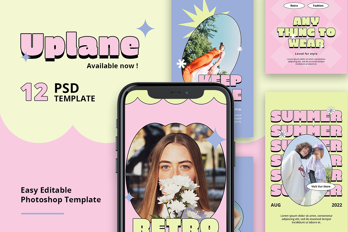 Uplane Retro Instagram Template, a Social Media Template by Shinra Labs (Photo 1 of 6)