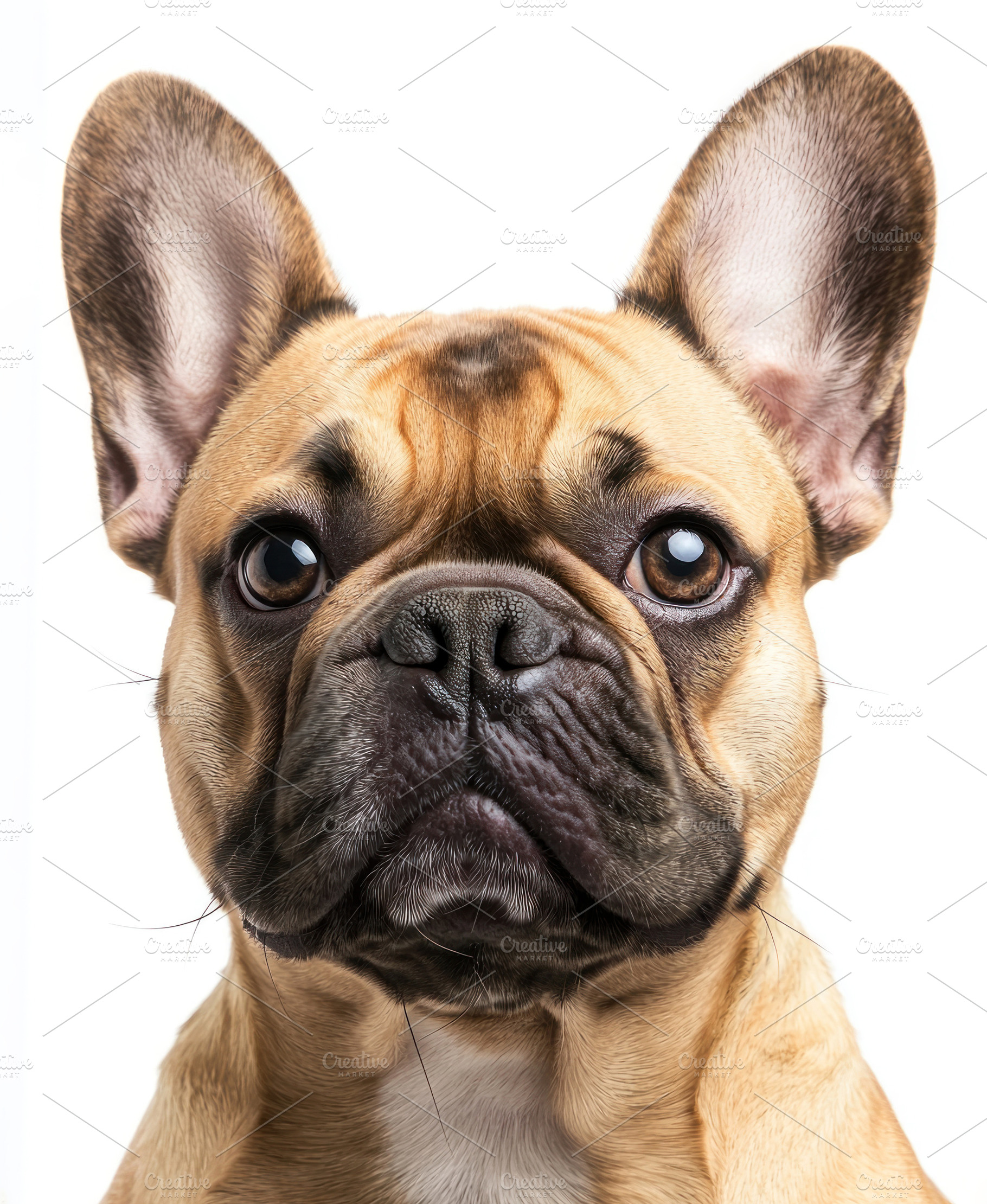 Close up portrait of a fawn French Bulldog with upright ears and, an Animal Photo by José Manuel Gelpi