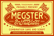 Megster Racing Font Duo, a Script Font by Letterhend Studio (Thumbnail 1 of 10)