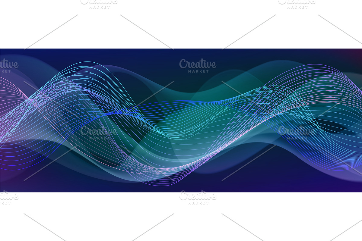 Abstract neon light waves audio, a Technology Illustration by art PVP - market