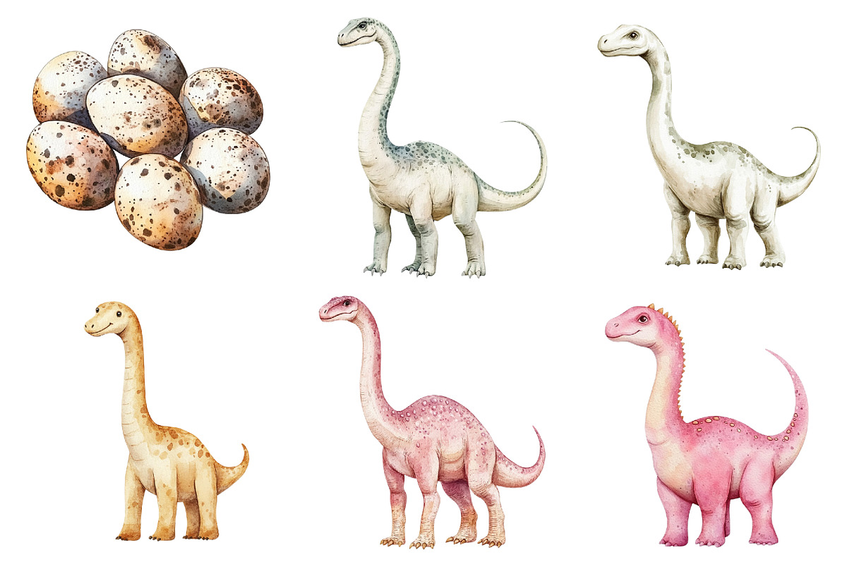 Watercolor Prehistoric Cute Dinosaur, an Illustration by CitraGraphics (Photo 5 of 5)