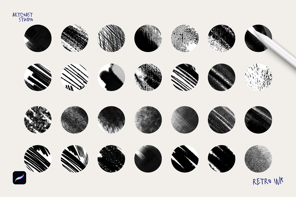 Retro Ink Procreate Brushes, a Brush Add-On by Spasibenko Art (Photo 4 of 8)
