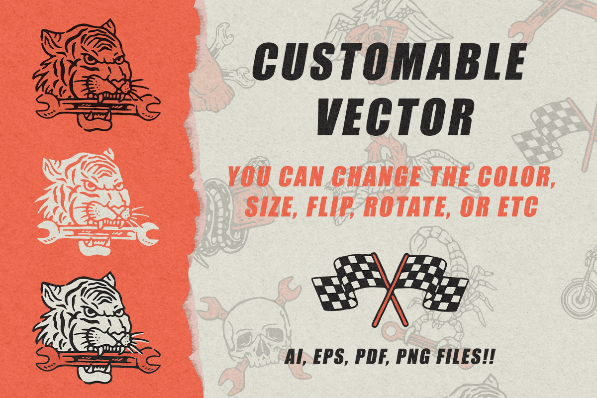 Motorcycle Vector Illustrations, an Illustration by Localmad (Photo 3 of 7)