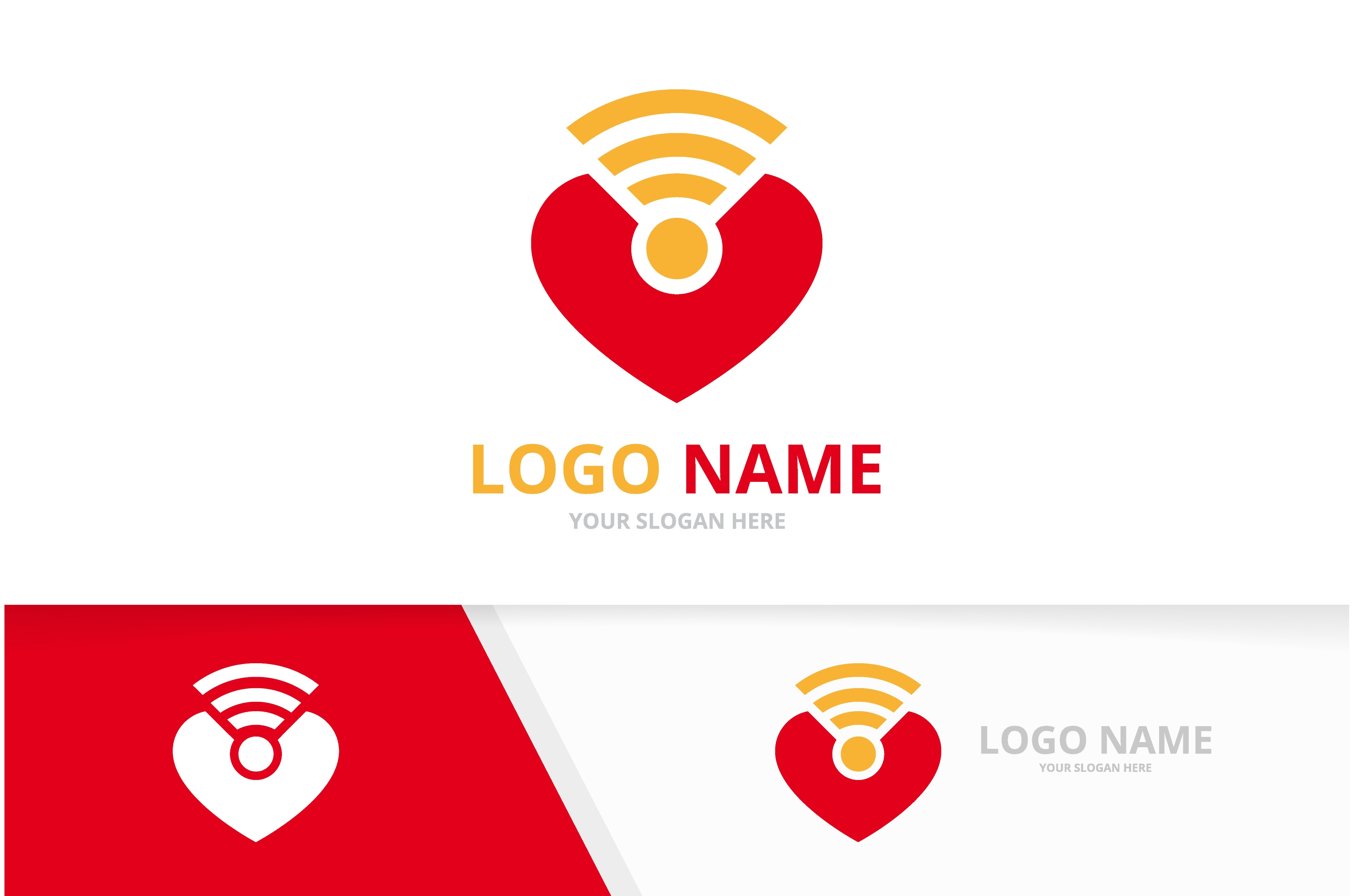 Heart and wifi logo combination, a Branding & Logo Template by GraphiShop