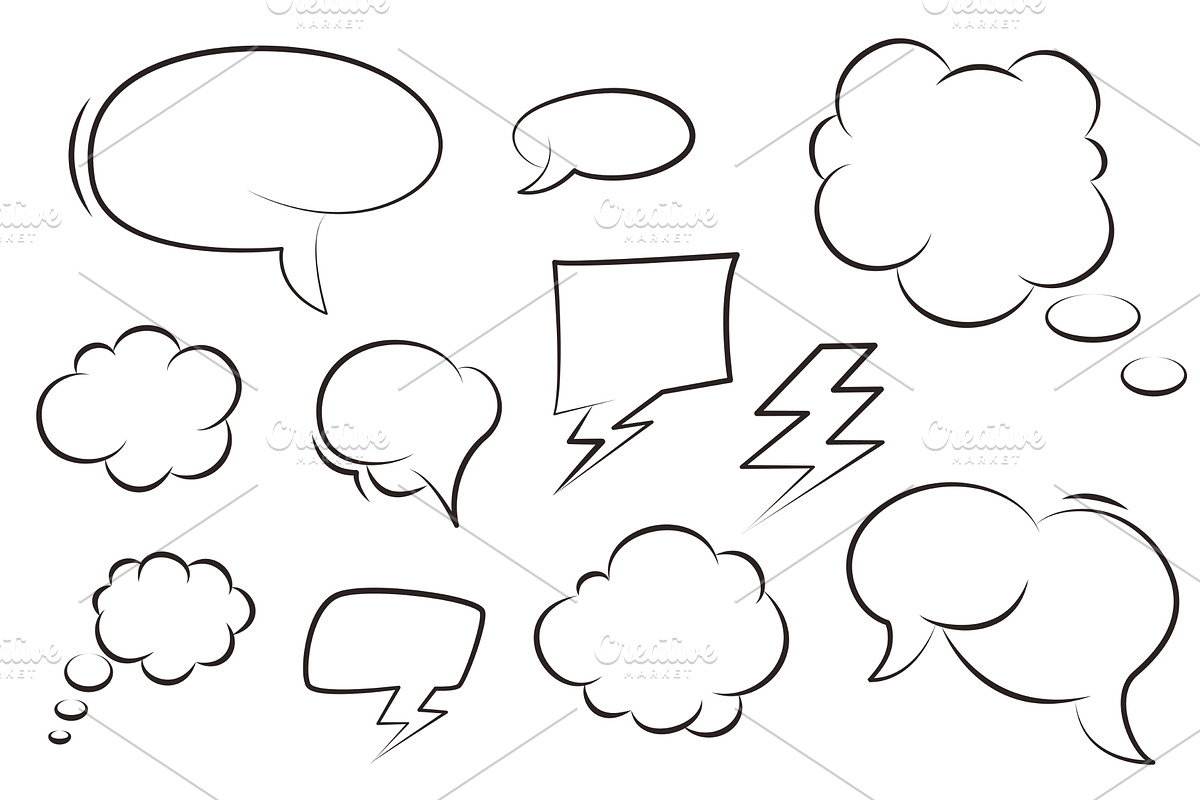 Comic speech bubbles, hand drawn, an Object Illustration by Tati_Kli