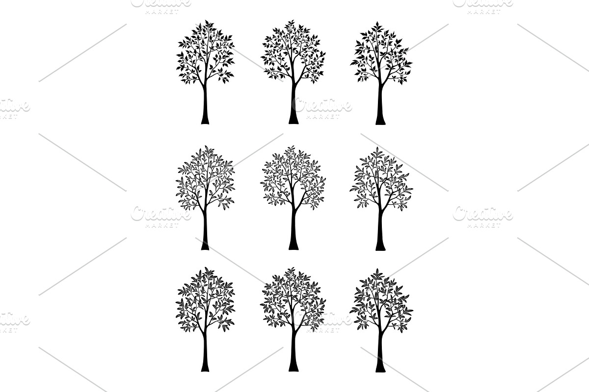 Trees Black Silhouettes, an Object Graphic by Ok-sana