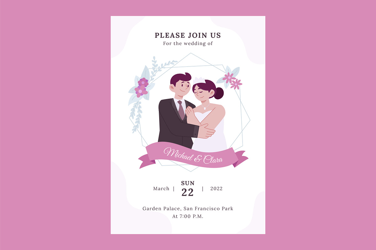 Cartoon Wedding Card Invitation, a Flyer Template by Vesvocrea (Photo 6 of 7)