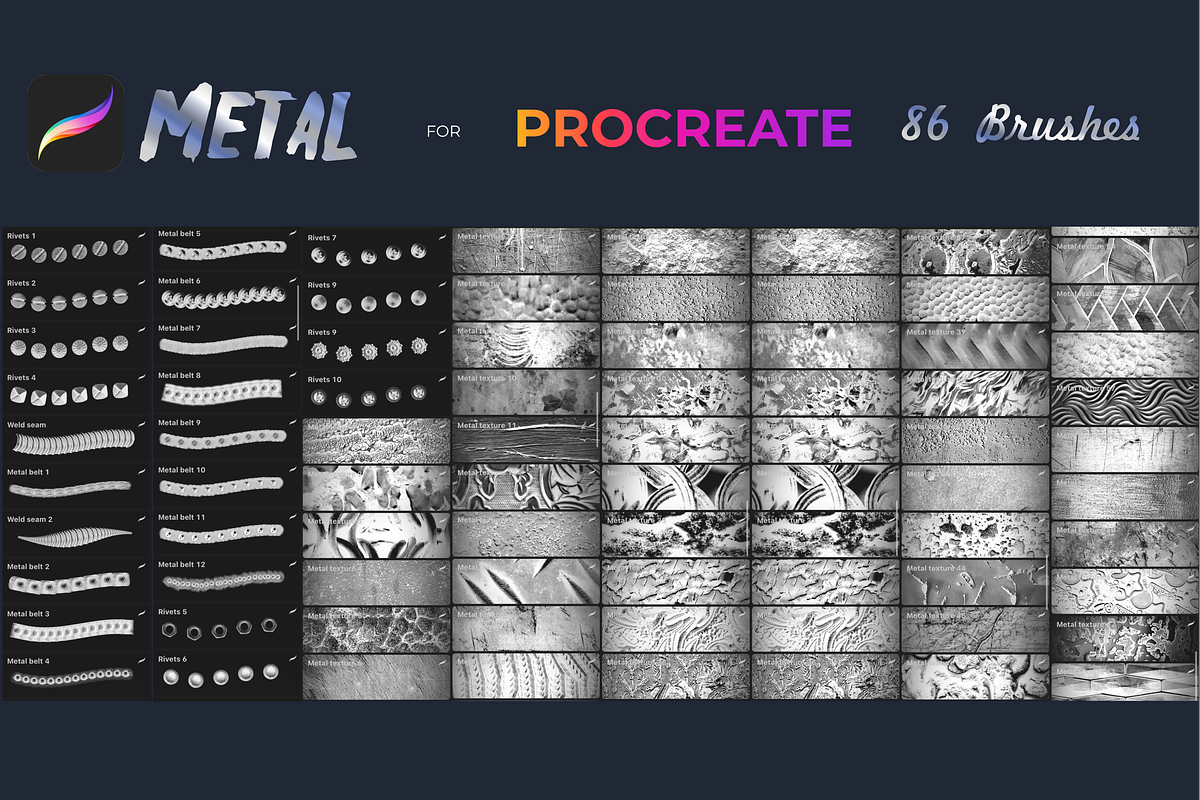 Metal brushes for Procreate, a Brush Add-On by Graphics Resources (Photo 3 of 15)
