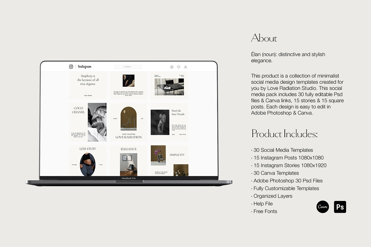 CANVA PS Instagram Templates Posts, a Social Media Template by Love Radiation Studio (Photo 3 of 16)