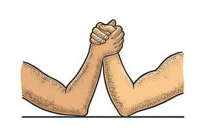 Arm Wrestler Hands Sketch Vector