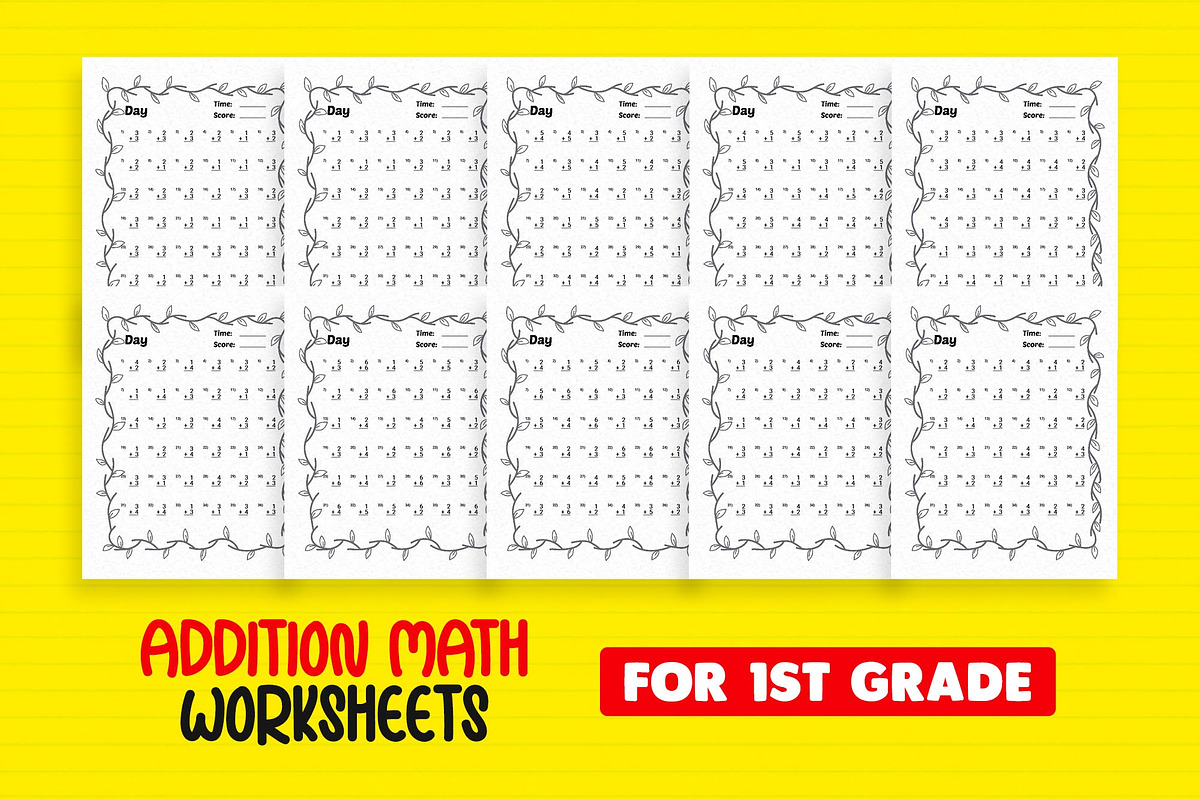 1st Grade Addition Problem worksheet, a Stationery Template by Graphic Template (Photo 2 of 3)