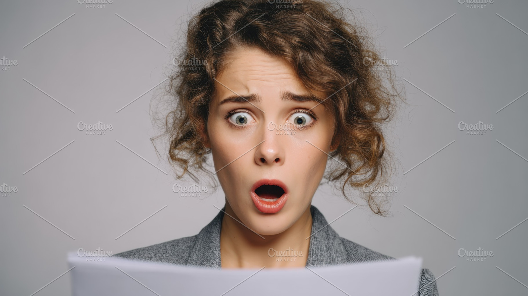 Woman shows surprise while reading, a Photo by Beautiful things