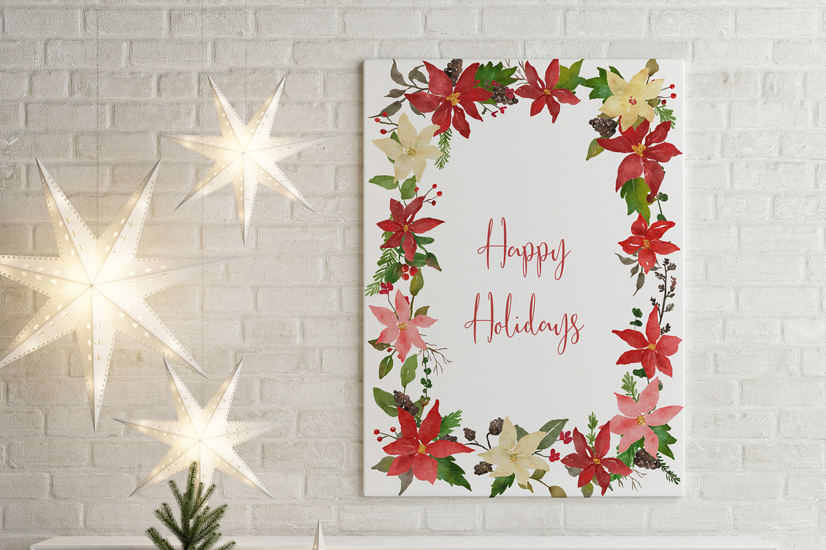 Watercolor Christmas Poinsettia, an Illustration by Backyard Rose (Photo 8 of 11)