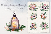 Winter flowers watercolor clipart, a Decorative Illustration by a_ptichkina (Thumbnail 3 of 8)