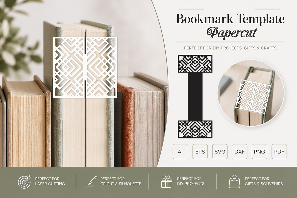 Cutout Bookmark Rattan SVG Papercut, an Object Graphic by OTVEY DESIGN