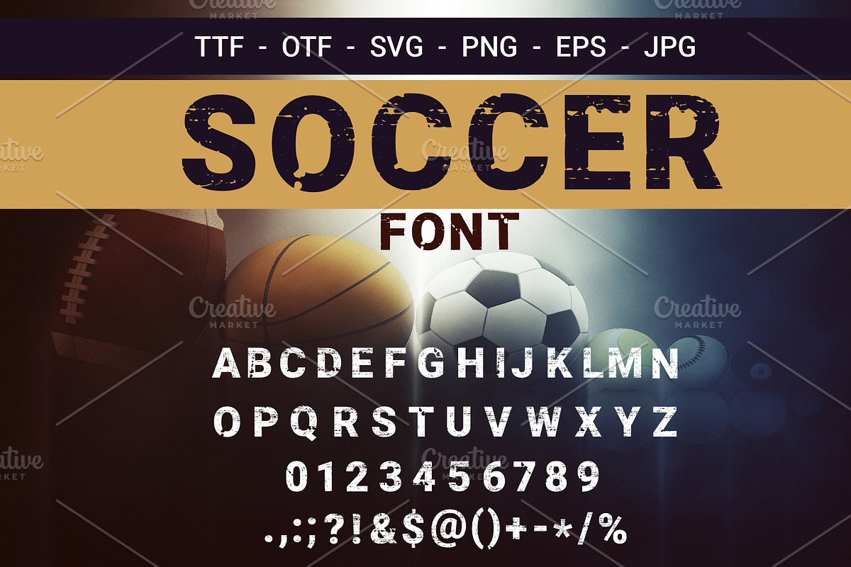 Soccer Grungy Font OTF TTF SVG Png, a Slab Serif Font by Watercolor_Vector Graphic (Photo 1 of 3)