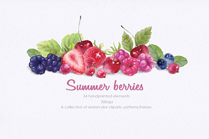 Summer berries watercolor